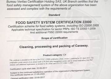Trans Farmille FSSC 22000 -sertifikaatti