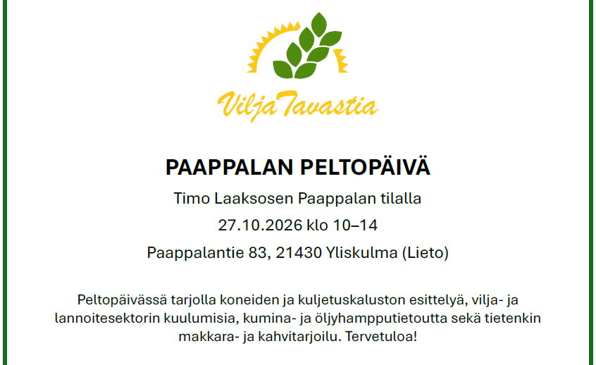 Paappalan peltopäivä 2026 banneri